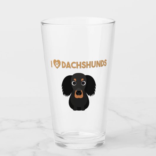 VERRE J'ADORE LES DACHSHUNES (Devant)