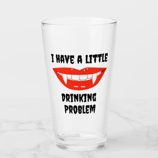 Verre J'Ai Un Petit Problème De Boisson Vampire Fangs (Devant)