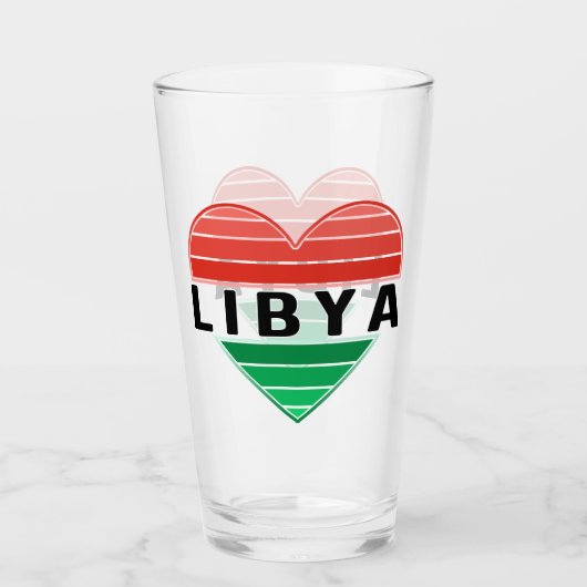 Verre J'aime la Libye, le coeur libyen (Devant)