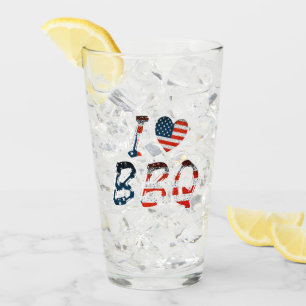 Verre J'aime le barbecue, patriotique américain