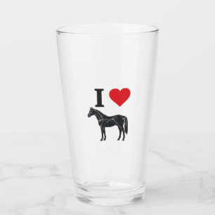 Verre J'aime les chevaux gravure vintage design de t-shi