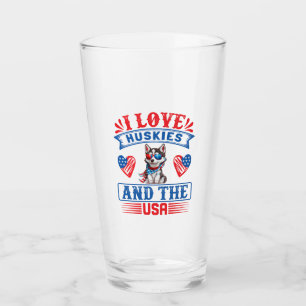 Verre J'aime les Huskies sibériens et les USA