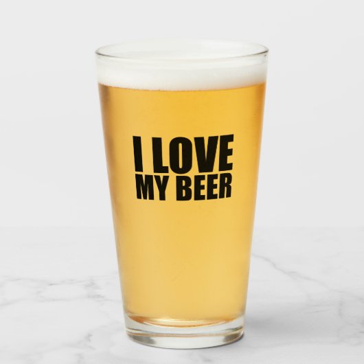 Verre J'aime ma bière (Devant (rempli))