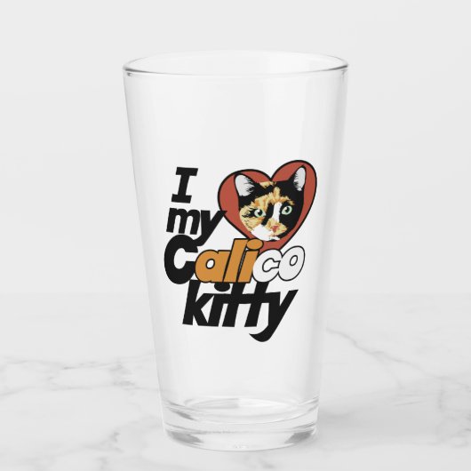 Verre J'aime ma Calico Kitty (Devant)