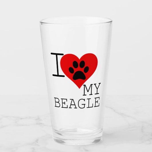 Verre J'aime mon beagle (Devant)