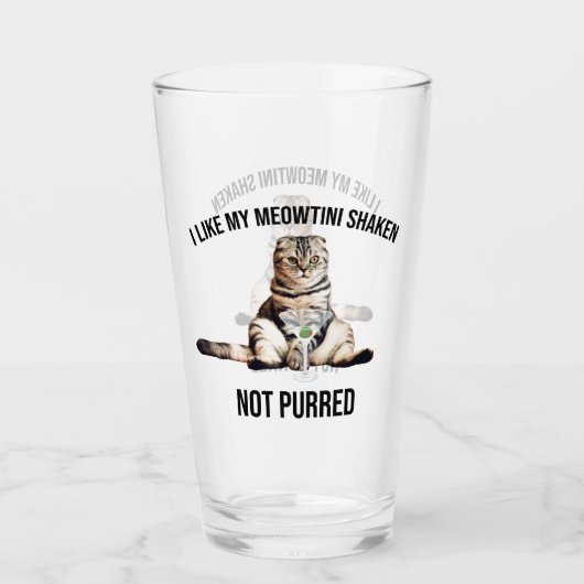 Verre J'Aime Mon Meowtini Shaken Pas Puré Martini Cat (Devant)