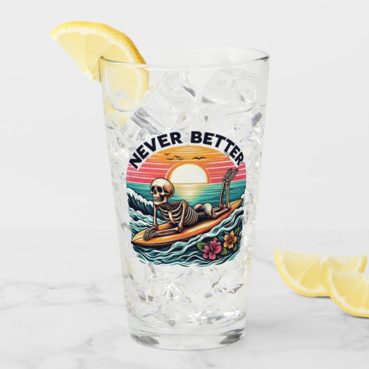 Verre Jamais mieux - Skeleton Surfing Sunset Wave Design (Devant glace)