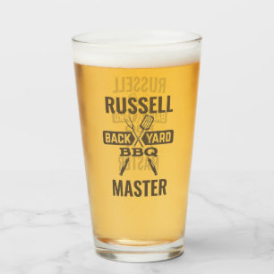 Verre Jardin arrière BBQ Master avec nom