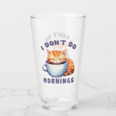 Verre Je ne fais pas les matins - Chat orange mignon ave (Dos)