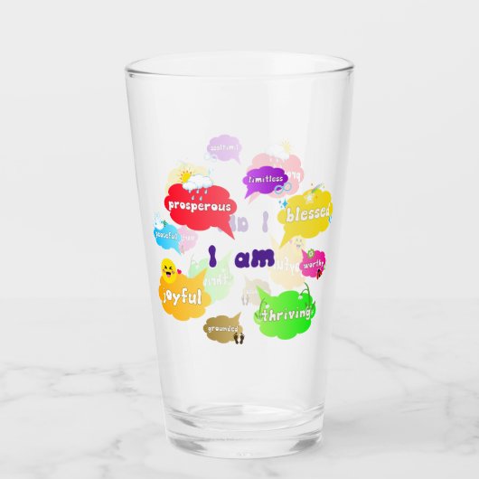 Verre Je Suis Positive Affirmations Mots Self Love (Devant)