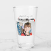 Verre Je t'aime avec des photos et des noms (Dos)