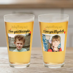 Verre Je t'aime avec photos et noms