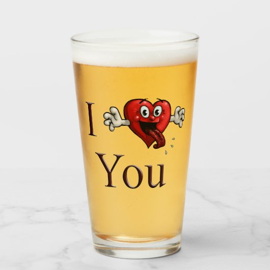 Verre Je t'aime cœur idiot (Devant (rempli))