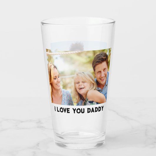 Verre Je t'aime Papa 2 Photos | Nom personnalisé | Texte (Dos)