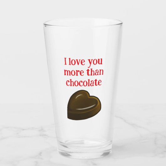 Verre Je t'aime plus que le chocolat (Devant)