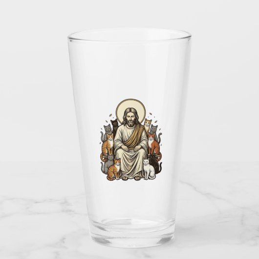Verre Jésus et Chats Vintage (Devant)