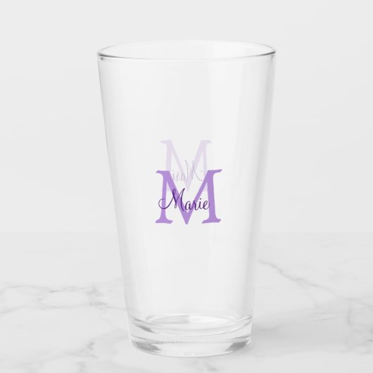 Verre jeté simple minimal ajouter nom monogramme rose ro (Devant)