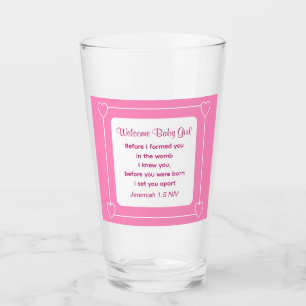 Verre Joli Baby shower Bible Verse Barré Parti rose