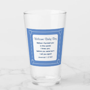 Verre Joli Baby shower Bible Verse Bleu rayé