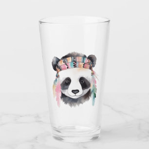 Verre Joli boho aquarelle hippie conception panda
