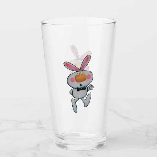 Verre Joli Cartoon Blanc Lapin Rosy Cheeks Pouce Haut (Devant)
