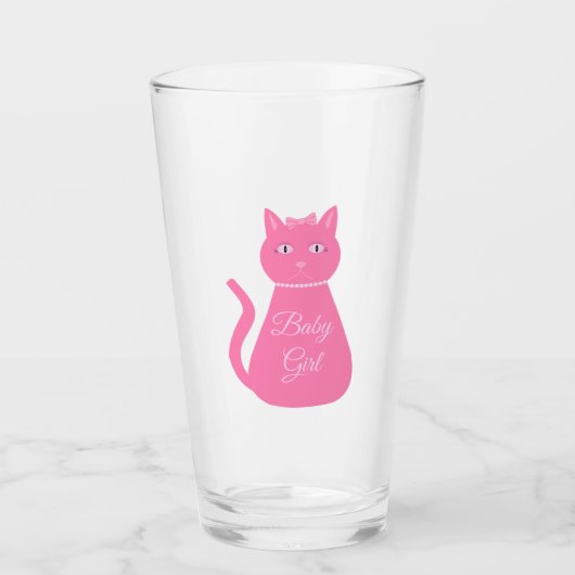 Verre Joli chat fille rose sur mesure (Devant)