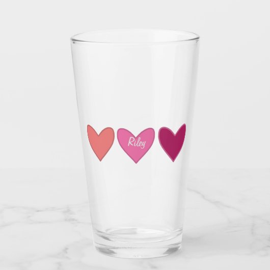 Verre Joli Coeur rose et rose (Devant)