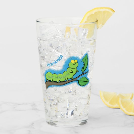 Verre Joli dessin animé de chenille verte mignonne (Dos glace)
