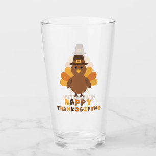 Verre Joli dindon de Thanksgiving jaune orange marron