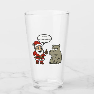 Verre joli, drôle de Père Noël et hippopotame de Noël