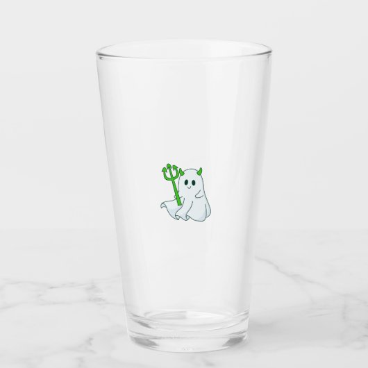 Verre Joli fantôme diable avec trident vert (Devant)