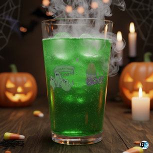 Verre Joli fantôme Halloween violet et citrouille
