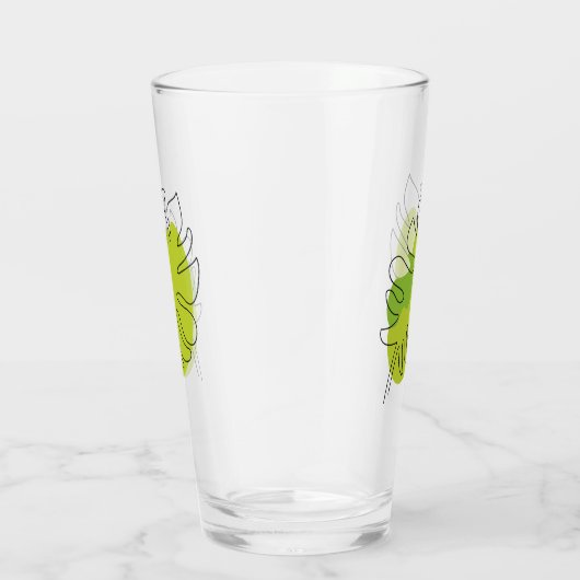 Verre Joli feuillage isolé tropical à une ligne (Droite)
