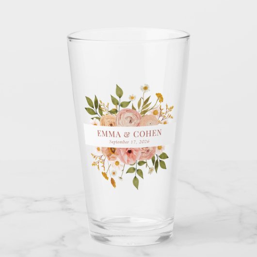 Verre Joli jardin fleuri faveur de mariage (Devant)