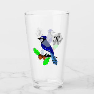 Verre Joli Oiseau Jay Bleu