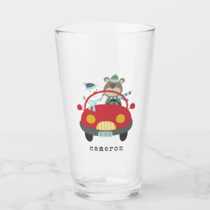 Verre Joli Ours de Noël Snowman Red Car Nom personnalisé