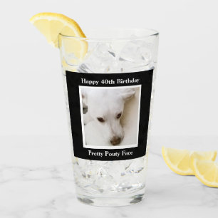 Verre Joli Pouty Face mignon chien 40e anniversaire Noir