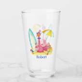 Verre joli rose flamingo ajouter nom (Devant)