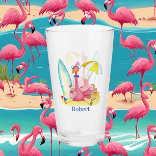 Verre joli rose flamingo ajouter nom