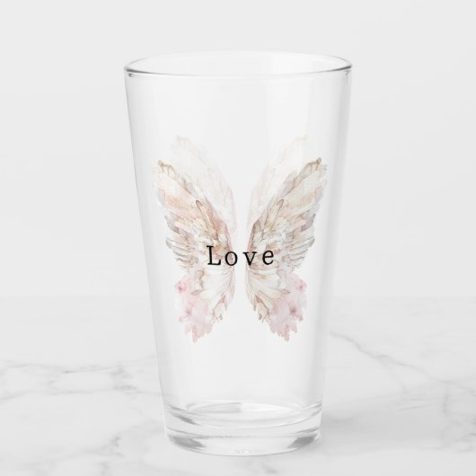 Verre Jolie ailes papillon rose (Devant)