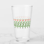 Verre Jolie bordure de fleur rose et menthe (Devant)