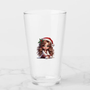 Verre Jolie fille de Noël avec l'art du chapeau de Père