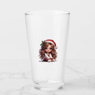 Verre Jolie fille de Noël avec l'art du chapeau de Père 