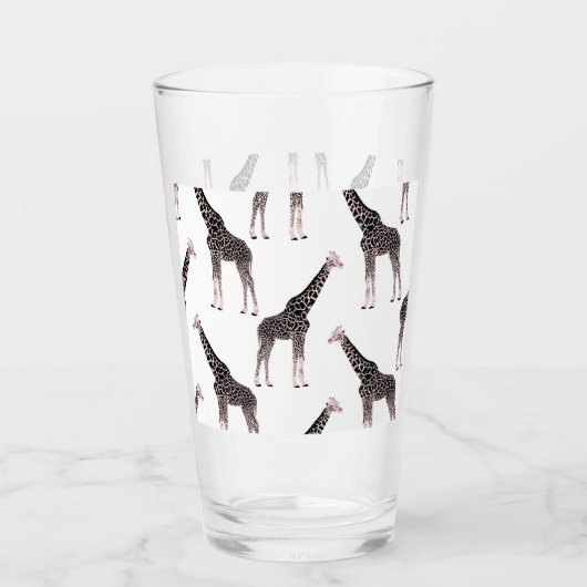Verre Jolie Giraffe noire blanche rose (Devant)