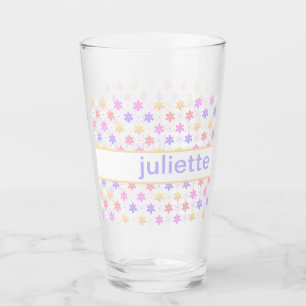 VERRE JOLIE JOLIE JOUR FLEURS IMPRIMER ROSE PURPLE JAUNE