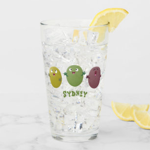 Verre Jolie olives joyeux chantant dessin animé