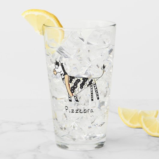 Verre Jolie Pizza Drôle Zebra Cartoon pour enfants (Devant glace)