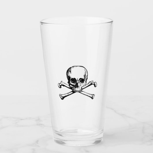 Verre Jolly roger Crâne et os croisés Pirate (Devant)