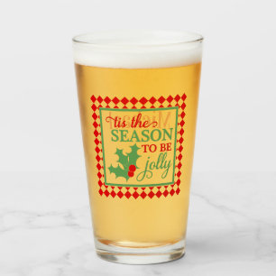 Verre Jolly rouge vert personnalisé"Typographie de Noël