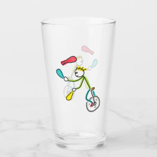 Verre Jongleur Stickman en monocycle